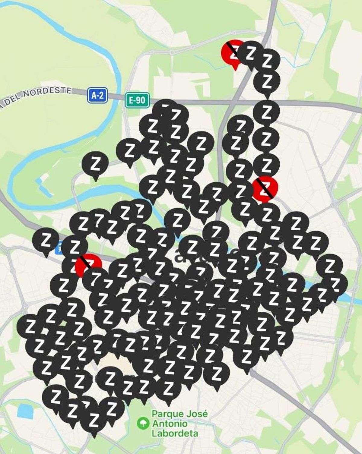 Mapa del Bizi Zaragoza