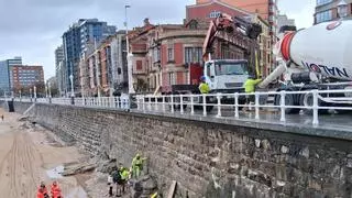 El temporal obliga a reforzar la estructura del Muro de San Lorenzo "por precaución y para evitar filtraciones"
