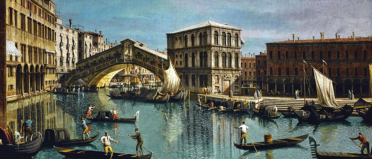 A ponte de Rialto nos pinceis de Giovanni Antonio Canal, Canaletto  (1697-1768).