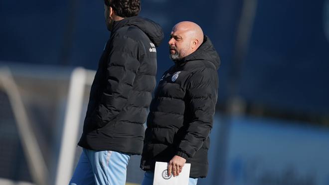 Manolo González, en un entrenamiento de esta semana.