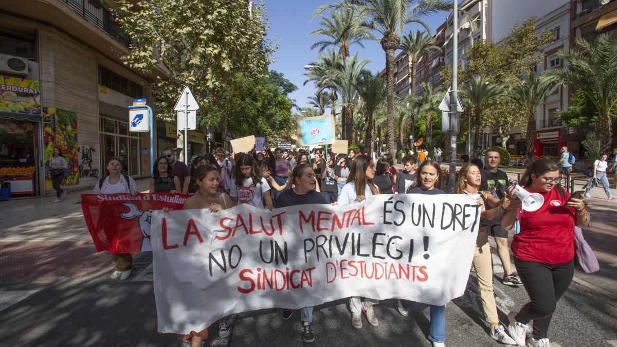 Marcha de los alumnos por las calles de Alicante