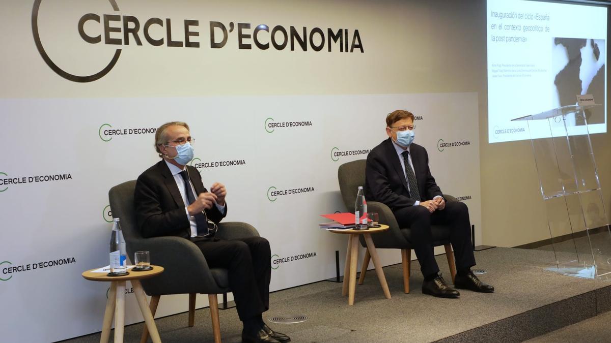 El president Ximo Puig junto al presidente del Cercle d&#039;Economia