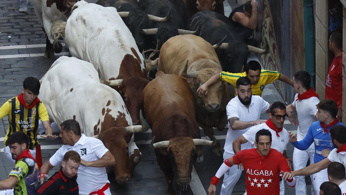 Quinto encierro de San Fermín con toros de Jandilla