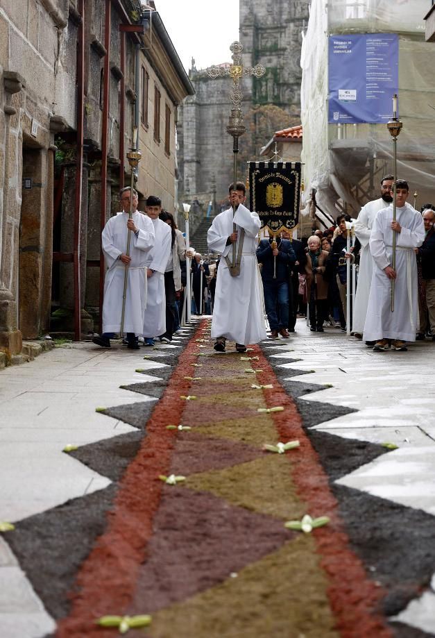 El Viático lleva la comunión a 6 enfermos: alfombrados florales y emoción en Pontevedra