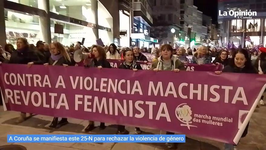 25-N A Coruña: Una marcha morada recorre las calles para rechazar la violencia machista
