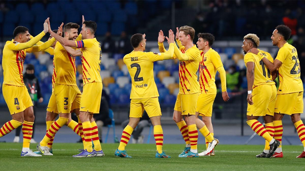 El Barça celebró cuatro goles en Nápoles en un partido que debe servir de ejemplo