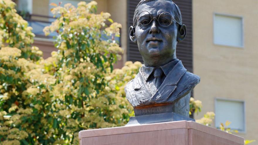 El busto de Blas Infante ocupa ya su peana en la plaza de Andalucía