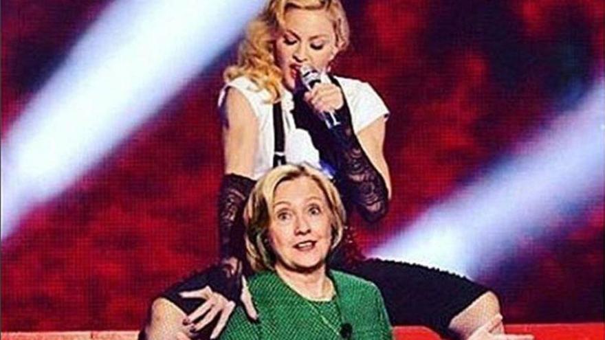 Madonna imita a Katy Perry y se desnuda para pedir el voto de Hilary