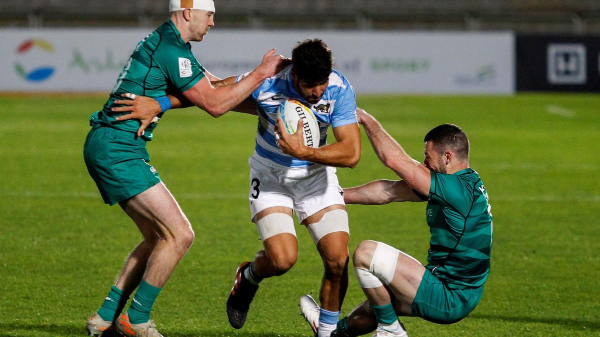 Argentina - Irlanda, en la jornada de sábado de las series mundiales de rugby 7 en Málaga.