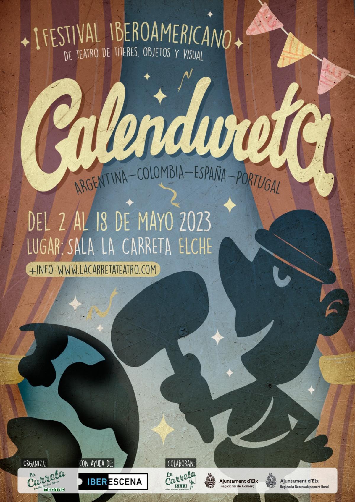 Cartel del I Festival Iberoamericano de teatro de títeres "Calendureta"