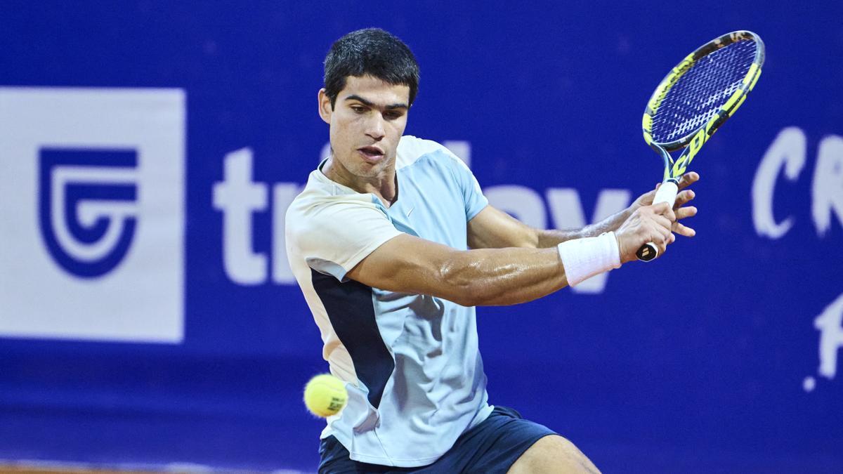 Carlos Alcaraz, en el partido de cuartos de final en Umag