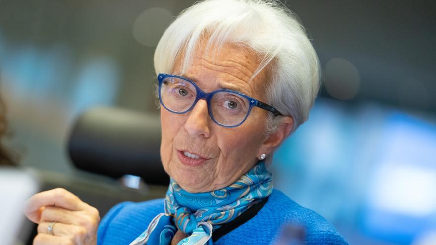 La presidenta del Banc Central Europeu (BCE), Christine Lagarde, durant un diàleg amb el comitè d'Afers Econòmics i Monetaris del Parlament Europeu celebrat a Brussel·les