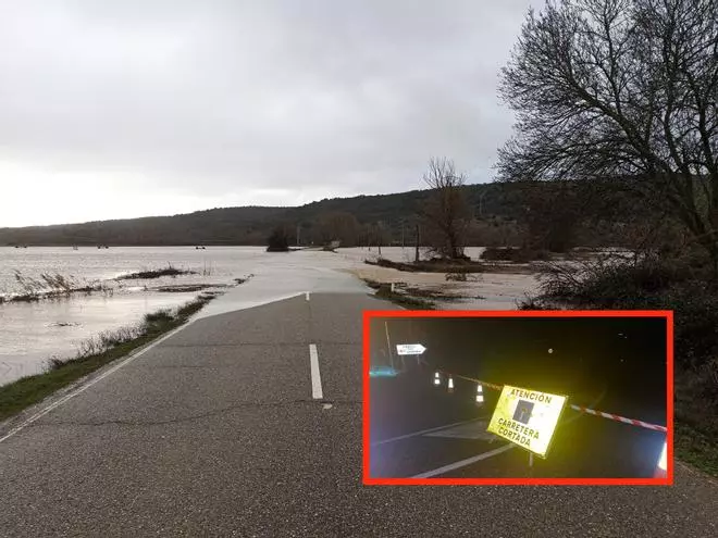 Una balsa de agua por la crecida del Duero obliga a cortar el tramo de carretera que une Granja Florencia y la N-122
