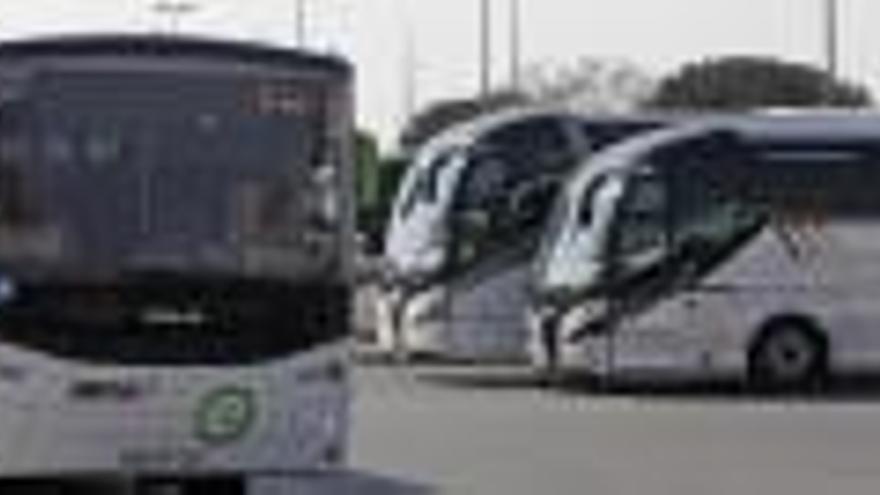 Autobusos turístics aparcats a Fontajau.