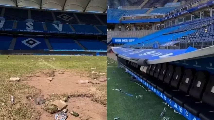 ?Incre¨ªble! As¨ª qued¨® el estadop del Hamburger SV tras las celebraciones por el ascenso