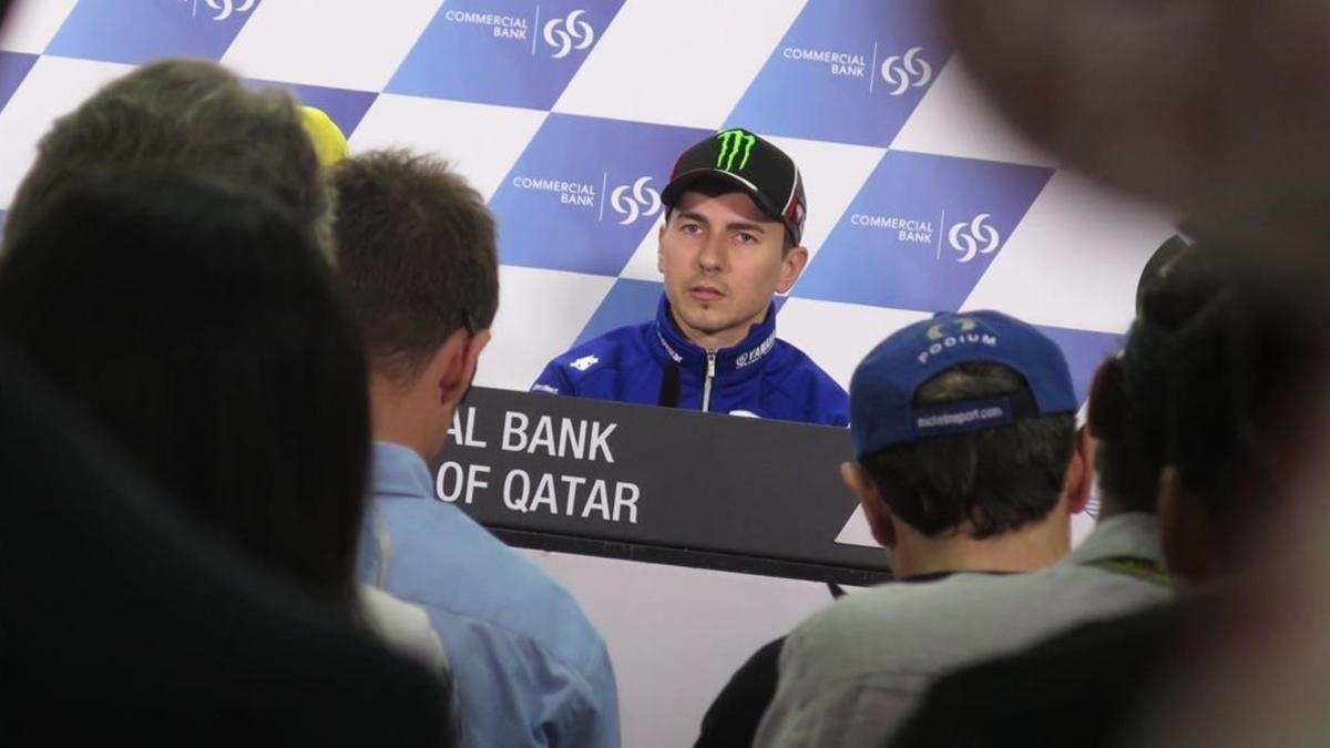 Jorge Lorenzo, en la conferencia de prensa de este miércoles en Doha