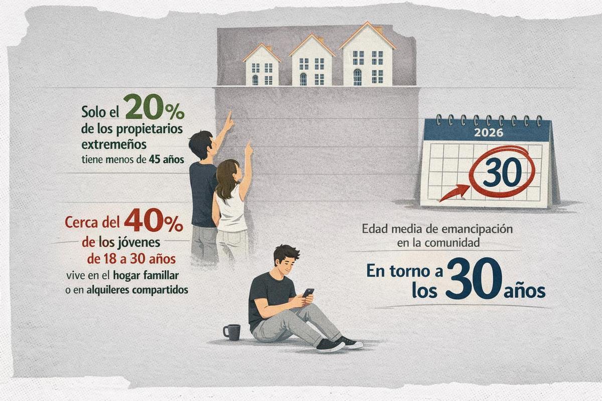 Estadísticas de vivienda juvenil en Extremadura.