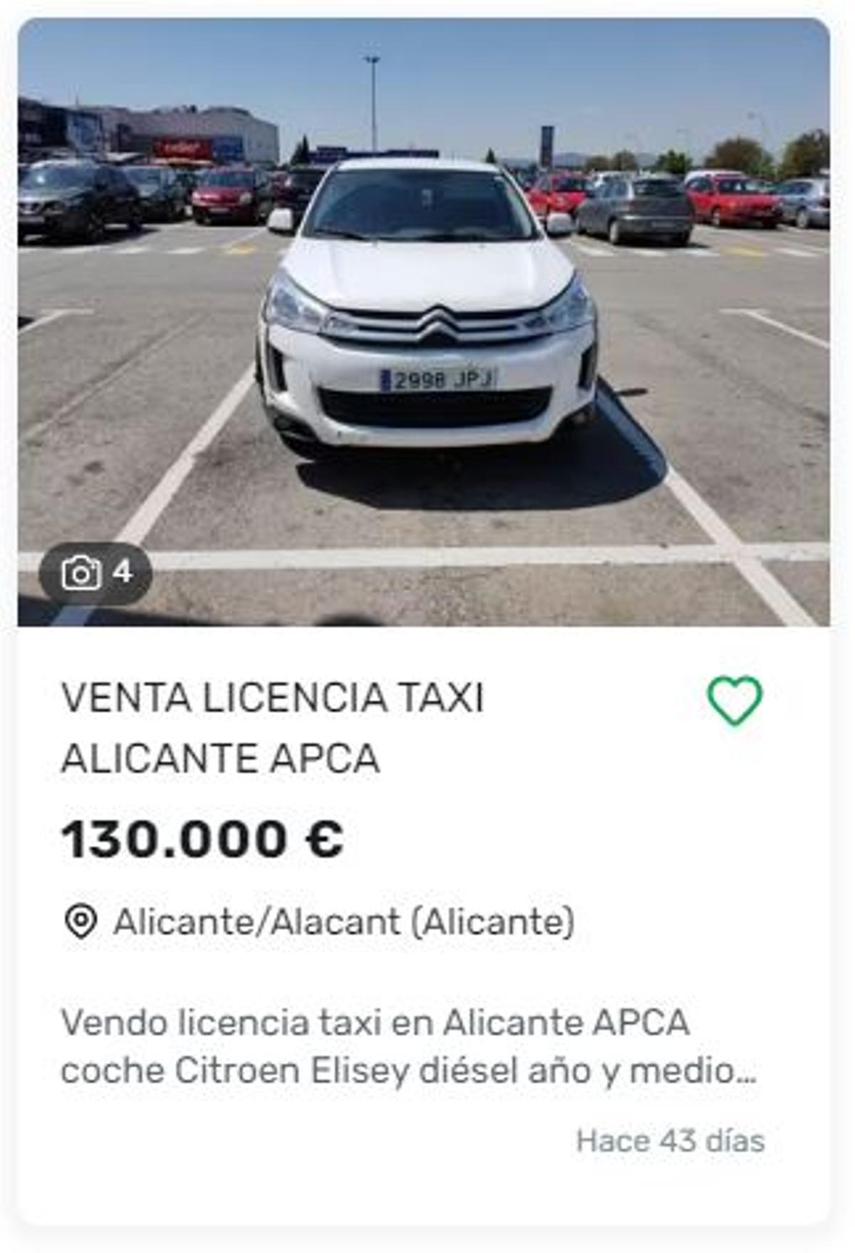 Un anuncio publicado en Alicante este mismo año.