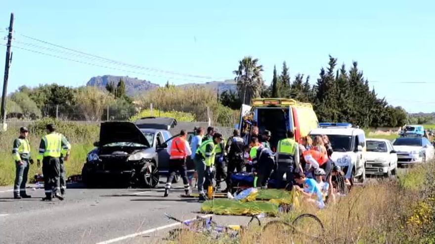 Una conductora arrolla con un todoterreno a nueve ciclistas en Mallorca