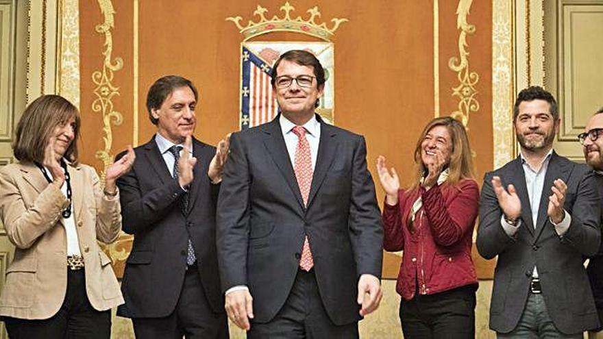 Alfonso Fernández Mañueco durante la rueda de prensa en la anunció que dejará de ser alcalde de Salamanca.