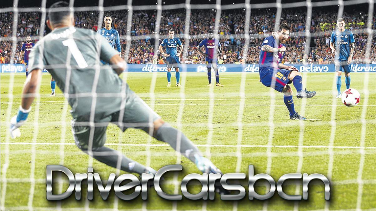 Leo Messi supera de penalti a Keylor Navas en el Barça-Madrid de la Supercopa de España 2017