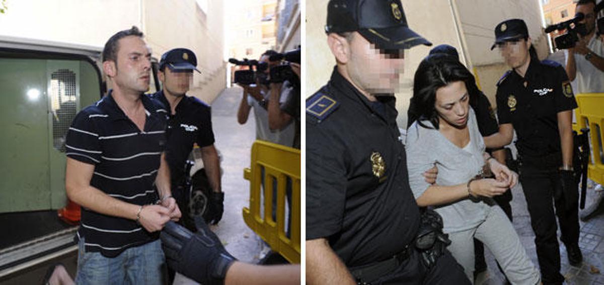 La madre de Ainhoa y su pareja en los juzgados.