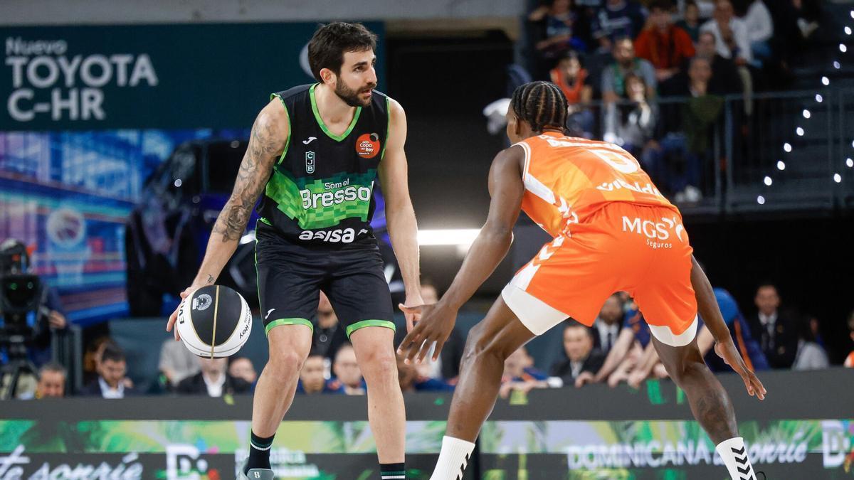 Primer partido de los cuartos de final entre el Valencia Basket y el Joventut de Badalona Ricky Rubio. BALONCESTO. COPA DEL REY DE BALONCESTO. ROIG ARENA