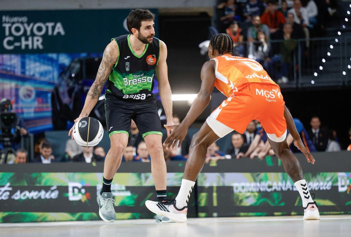 Primer partido de los cuartos de final entre el Valencia Basket y el Joventut de Badalona Ricky Rubio. BALONCESTO. COPA DEL REY DE BALONCESTO. ROIG ARENA