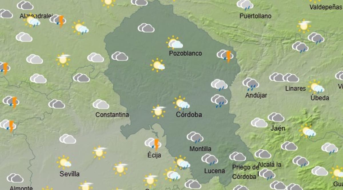 Probabilidad de lluvia este viernes en Córdoba.