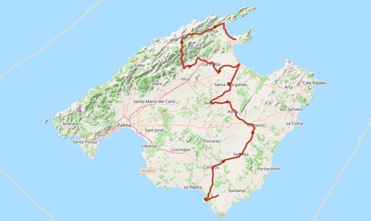 Este es el recorrido para el jueves de la Challenge Ciclista Mallorca