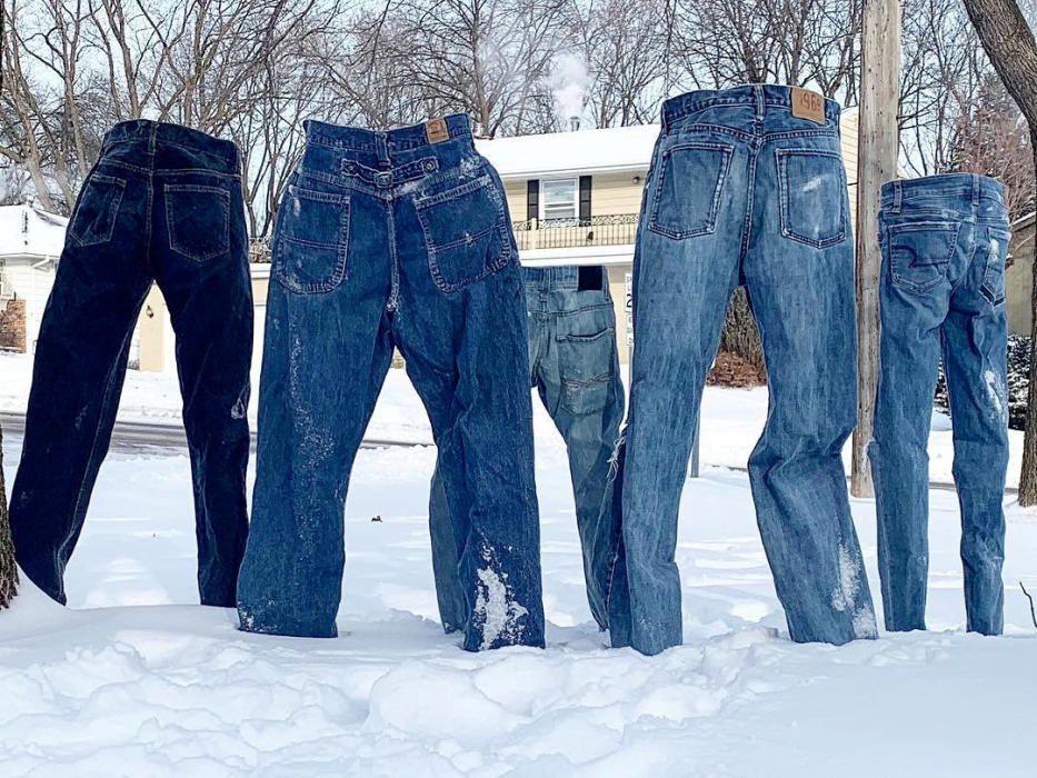 Frozen pants stand alone in Saint Anthony ...