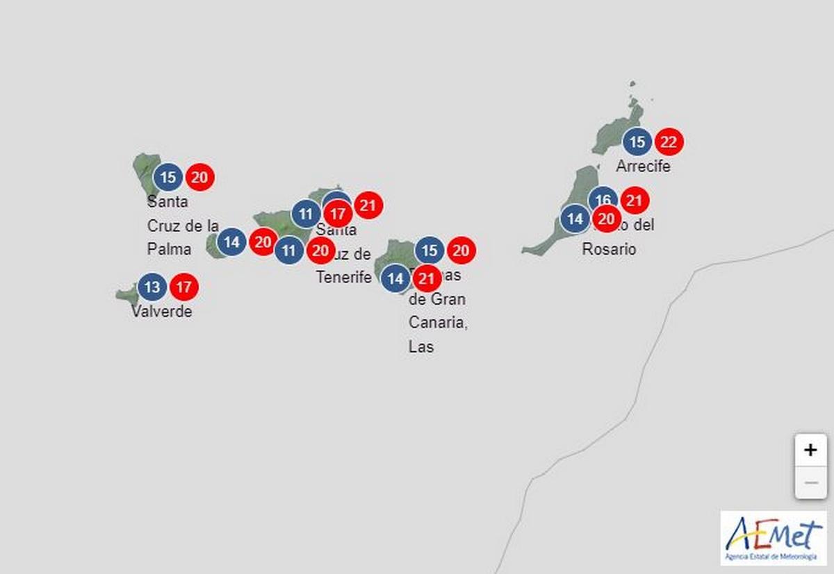 Ligero descenso de las temperaturas en Canarias para el fin de semana.