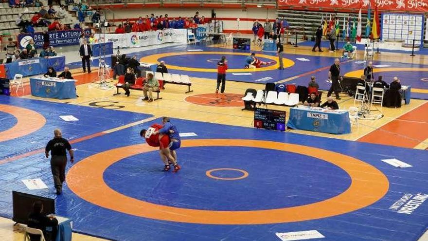 Aspecto del Palacio de los Deportes durante la jornada de ayer.