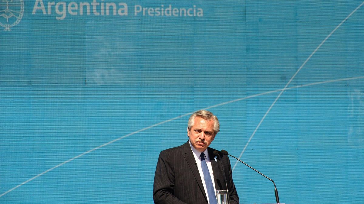 El presidente de Argentina, Alberto Fernández, durante el acto celebrado hoy.