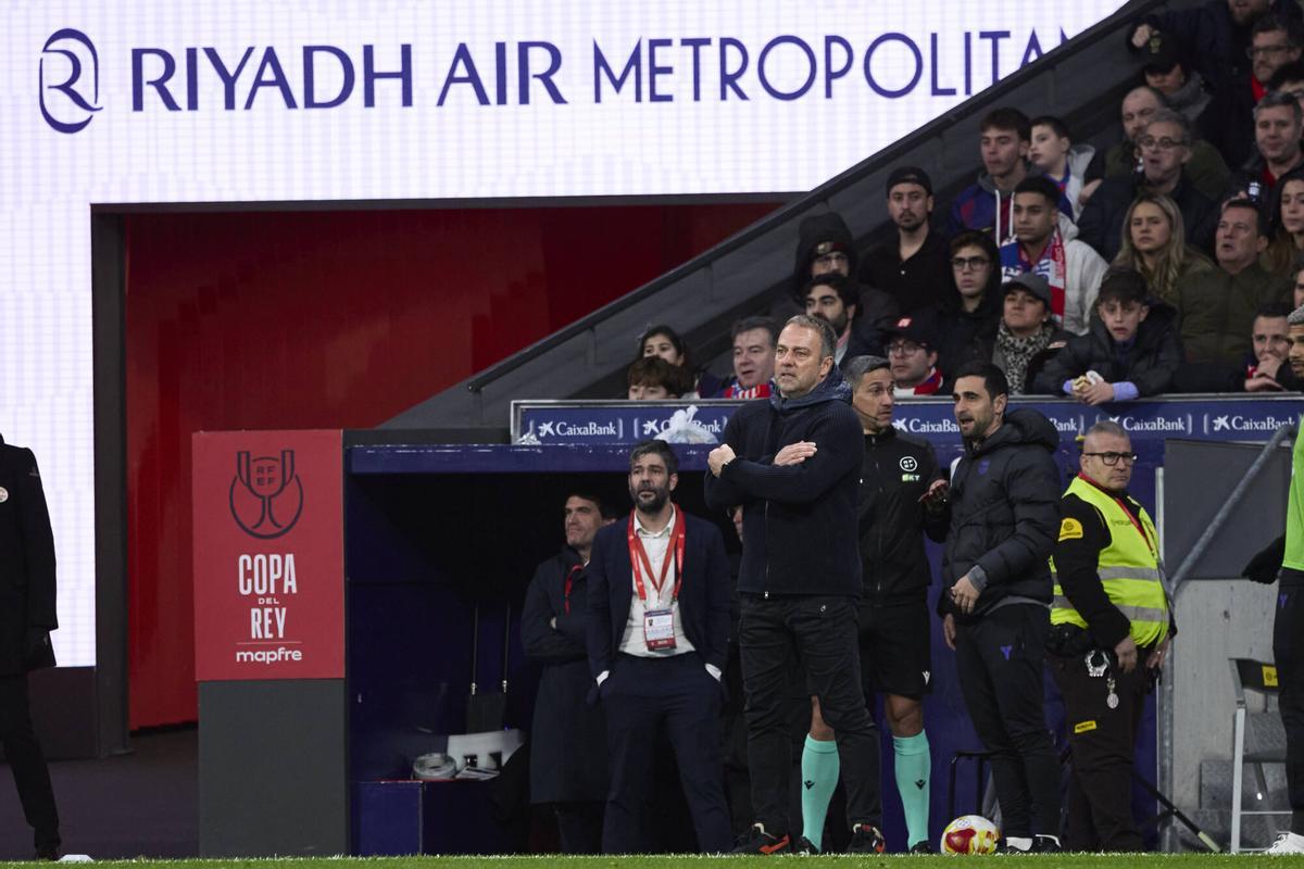Hansi Flick, durante el partido copero.