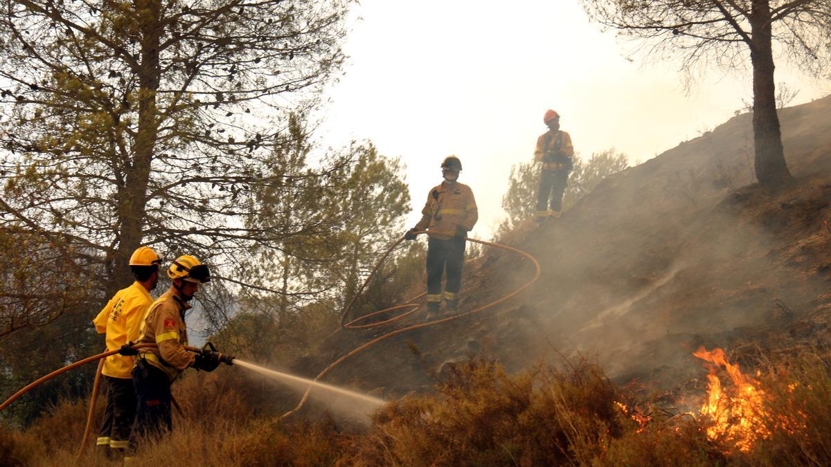 Bombers apaguen el foc a primera línia al Pont de Vilomara i Rocafort