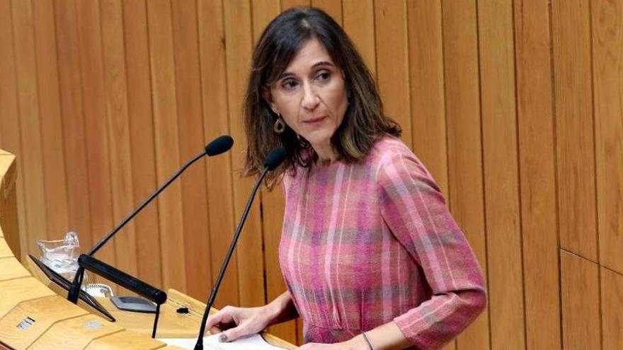 La conselleira de Educación, Carmen Pomar, ayer en el Parlamento de Galicia. // Xoán Álvarez