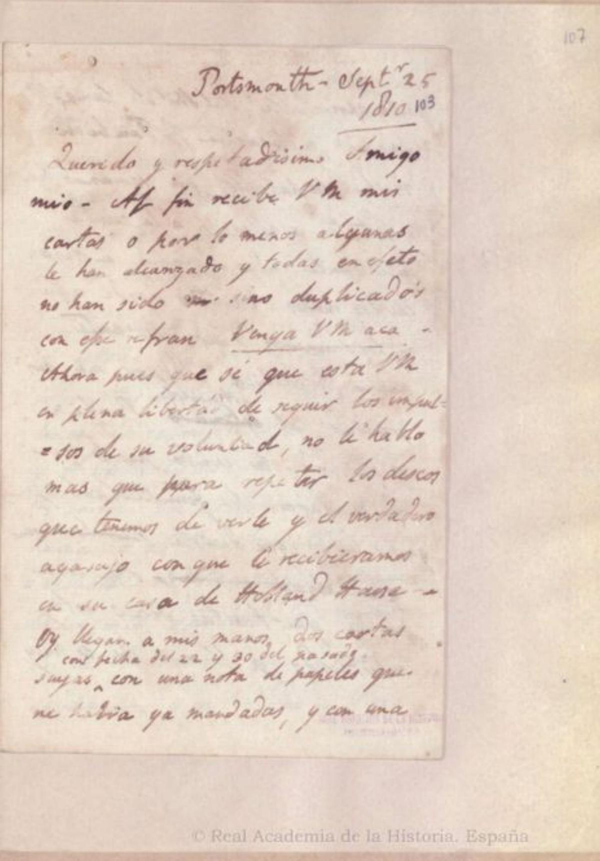 Por la izquierda, reproducción de una carta de lord Holland a Jovellanos el 25 de septiembre de 1810, una carta autógrafa de Jovellanos enviada a Arias de Saavedra y otra de Diego Tadeo González a Jovellanos del 18 de julio de 1778.