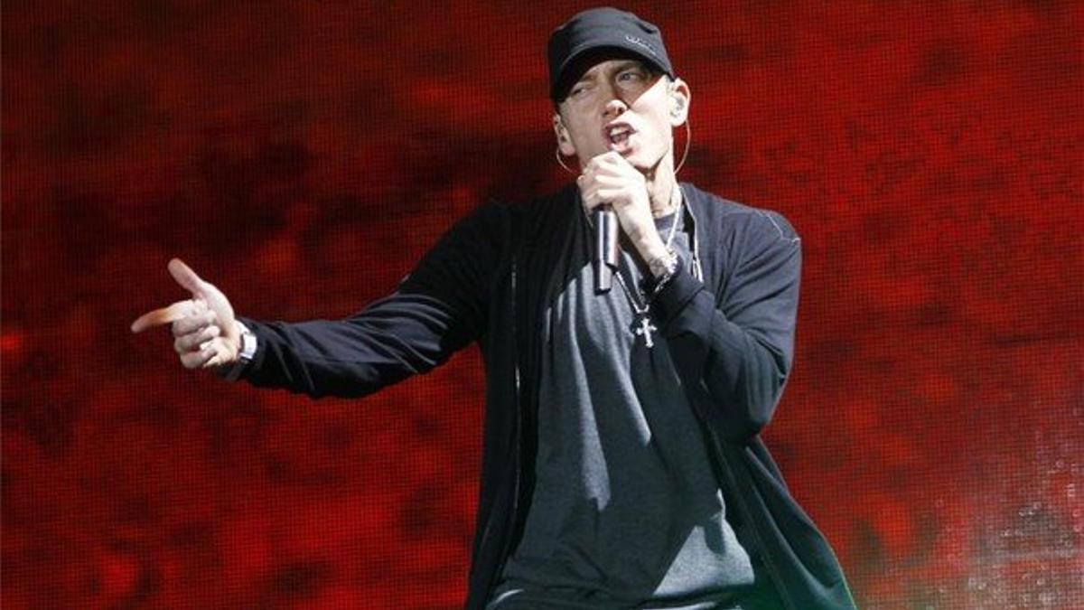 Eminem , durante una actuación en el Yankee Stadium de Nueva York