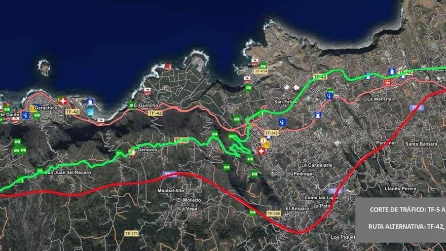 The TF-5 Between Icod and El Tanque Will Reopen to Traffic This Friday Evening