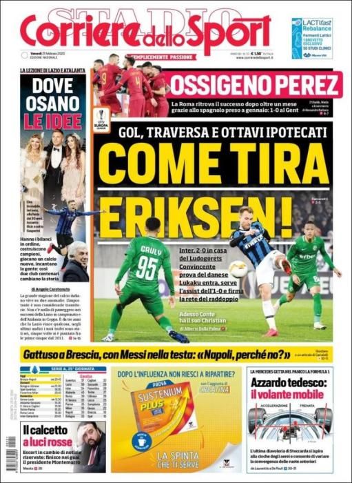 Portada CORRIERE DELLO SPORT 21 febrero 2020