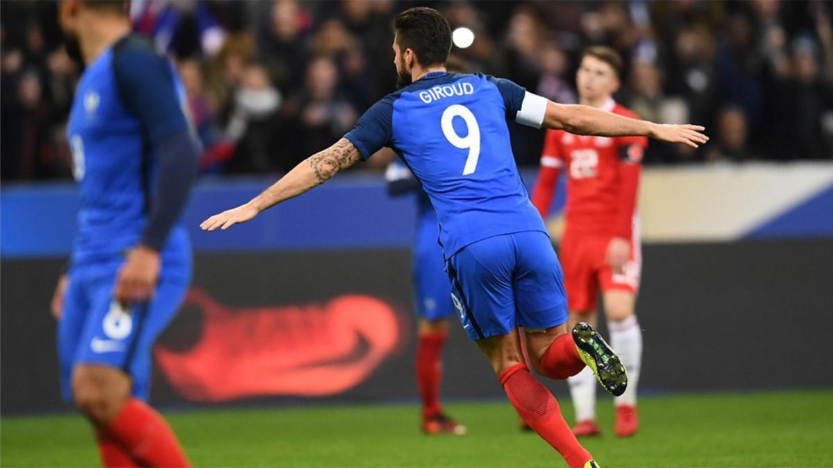 Giroud celebró así el segundo gol galo