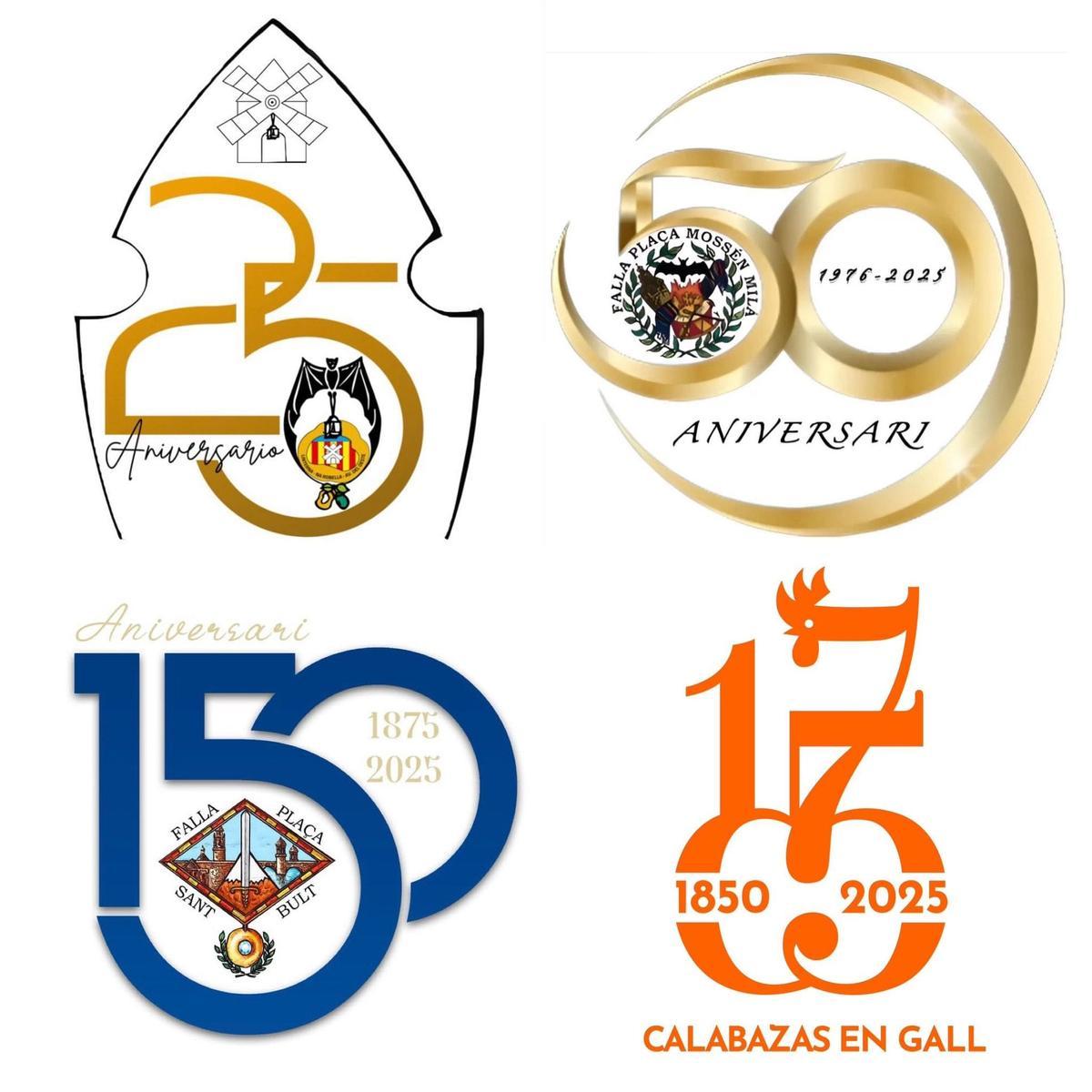 Logos conmemorativos de los cuatro aniversarios