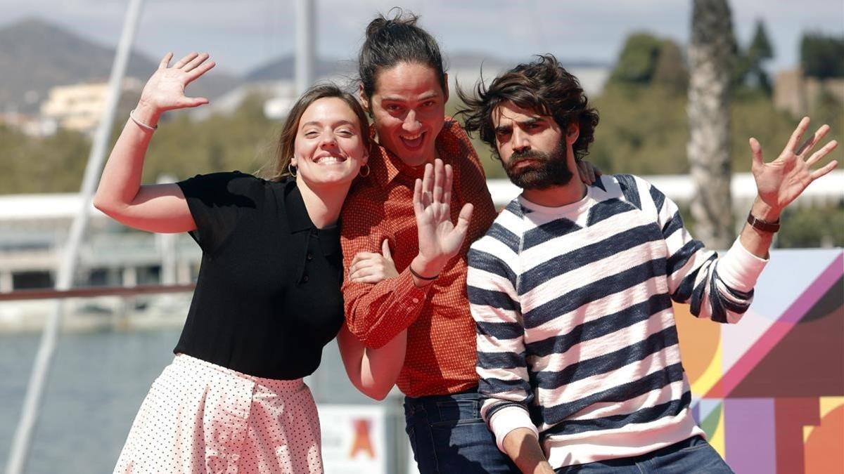 María Rodríguez Soto, Carlos Marqués-Marcet y David Verdagur, tras el estreno de 'Els dies que vindran' en Málaga