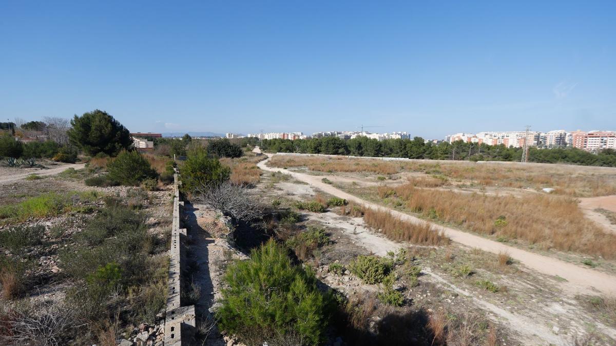 Vista de los terrenos ya cedidos por Paterna a la Generalitat para levantar el hospital.