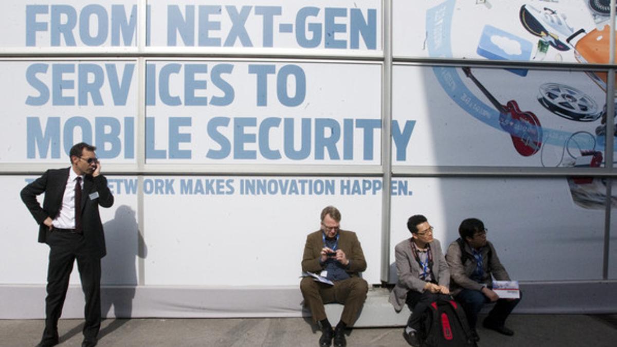 Participantes en el Mobile World Congress, el lunes.