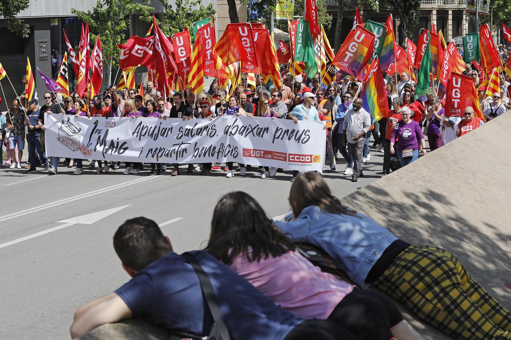 Manifestació de l'1 de maig a Girona