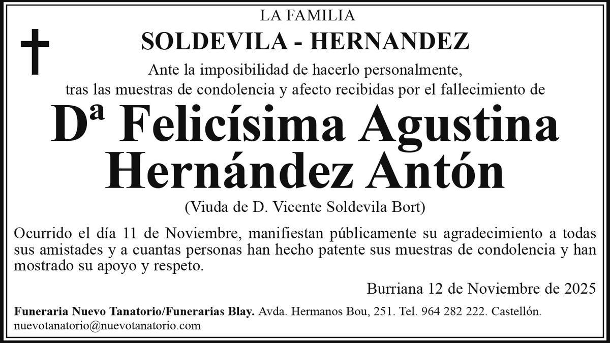 Dª Felicísima Agustina Hernández Antón