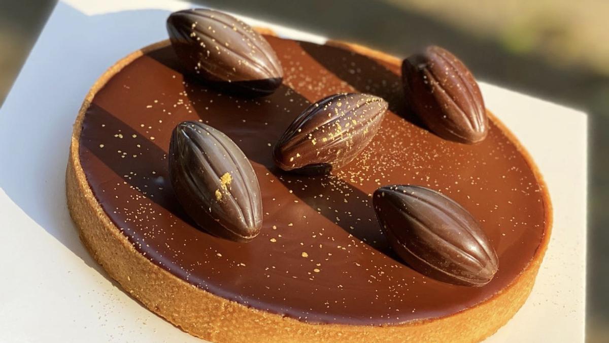 Tarta de chocolate con sal de naranja de Oriol Balaguer.