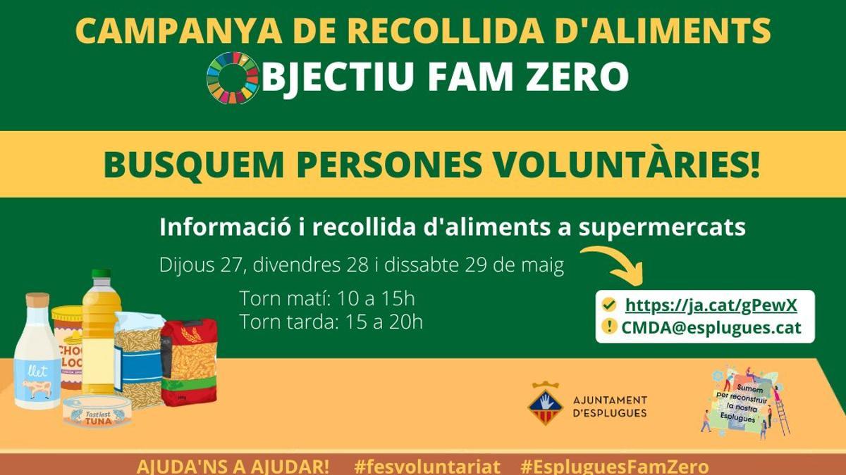 Cartel de la nueva campaña de recogida de alimentos de Esplugues